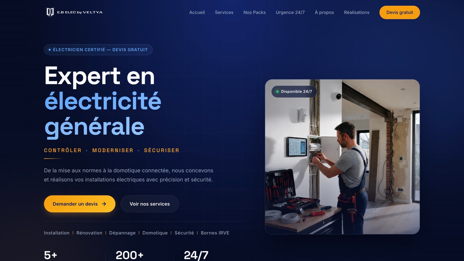 Aperçu du site EB Elec by Veltya